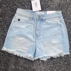 Light jean short with distress!